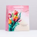 Пакет ламинированный вертикальный "Весенние тюльпаны", 23 х 27 х 11,5 см