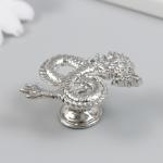 Ручка для шкатулки металл "Китайский дракон" серебро 4,5х5 см
