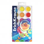 Краски акварельные ErichKrause Kids Space Animals медовые с УФ защитой яркости 18 цветов (в пластиковой коробке с европодвесом)