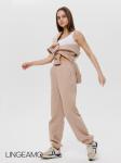 Женские брюки оверсайз из футера с начесом Lingeamo кофейные КБ-25 (3)