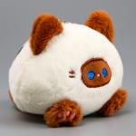 Мягкая игрушка «Котик-кругляш» на брелоке, 11 см, цвет бело-коричневый