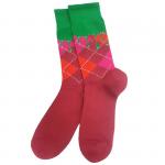 Яркие и цветные | Премиум носки "Шотландка", р-р 40-46 (малиновый/изумрудная краска)