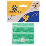 Пакеты для уборки за собакой в наборе 3шт, цвет зеленый Ultramarine (15 пакетиков одном рулончике)
