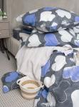 Комплект постельного белья 2-спальный с Евро простыней, поплин (Романтика, синий)
