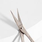 Ножницы для рукоделия, скошенное лезвие, прорезиненные ручки, с защитным колпачком, 3,5", 8,9 см, цвет серый"