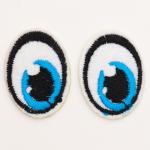 Набор термонаклеек «Глаза»: правый и левый, 2,7 * 2 см, овальный, цвет голубой, 100 шт.