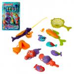 Рыбалка «Волна океана», 8 рыбок, удочка, сачок, цвета МИКС