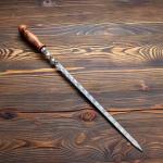 Шампур узбекский с деревянной ручкой, рабочая длина - 40 см, ширина - 14 мм, толщина - 3 мм