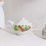 Сервиз чайный «Цветущая земляника», 14 предметов: чайник, сахарница, 6 чайных пар, фарфор