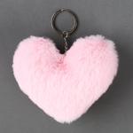 Мягкая игрушка "Сердечко" с бусинами, на брелоке, 10 см, цвет нежно-розовый