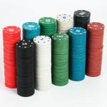 Набор фишек с номиналом №5,  50 шт, однотонные, красные