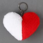 Мягкая игрушка "Сердечко" половинки, на брелоке, 10 см, цвет бело-красный