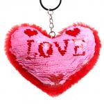 Мягкая игрушка "Сердечко" с пайетками, на брелоке, 10 см, цвет красно-розовый