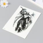 Татуировка на тело чёрная "Архангел с мечом" 14,5х21 см