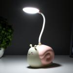 Настольная лампа "Улитка" LED 3Вт USB АКБ розовый 9х13х29 см RISALUX