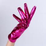 Карнавальный аксессуар- перчатки , цвет фуксия металлик ,искусственная кожа