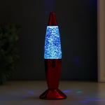 Светильник "Красная ракета" LED, лава, блёстки, от батареек 3хLR44 19 см RISALUX