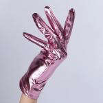 Карнавальный аксессуар- перчатки , цвет розовый металлик ,искусственная кожа