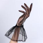 Карнавальный аксессуар- перчатки прозрачные с длинной юбочкой, цвет черный
