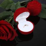 Футляр бархатный под кольцо "Роза" без листьев, 4,5x3,5x4,5, цвет красный
