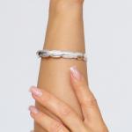 Браслет женский раздвижной на руку, жесткий металический, покрытие посеребрение, №016035, арт. 001.338
