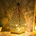 Ночник "Восточный фонарь. Пирамида" LED от батареек 3хААА золото 26х12,5х12,5 см RISALUX