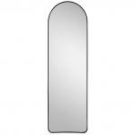 Зеркало напольное, настенное, интерьерное 50х160см, в полный рост, арочная форма, алюминиевая рама ширина 2,7см, цвет - черный, U-образная металлическая подставка, в коробке (Китай)