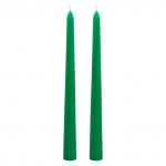 Свеча "Античная Люкс" д2,2 см, h25 см, зеленый, время горения 6ч, набор 2шт, 110гр, индивидуальная упаковка, "Euro Candle" (Россия)