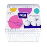 BELLA Cotton 200шт Ватные палочки в пластиковой квадратной упаковке