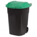 Акция5% Бак-контейнер для мусора пластмассовый "Универсальный" 240л, 76х55,5х106см, на колесах, откидная крышка, черно-зеленый (Россия)