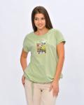 11-039-42 футболка "Руна" оливковый, велосипед с цветами
