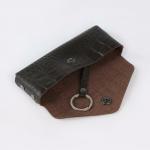 Ключница на кнопке, длина 15 см, металлическое кольцо, цвет коричневый TEXTURA