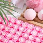 Розы мыльные, бело-розовые, набор, 81 шт