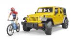 Bruder 02543 "Внедорожник Wrangler Rubicon Unlimited" c велосипедистом и фигуркой