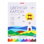 Картон цветной А4, 10 листов немелованный односторонний, 170 г/м2, ErichKrause, на клею, схема поделки