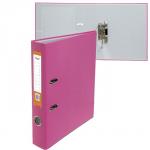 Папка-регистратор А4, 50 мм, Calligrata, полипропилен, металлическая окантовка, карман на корешок, собранная, розовая