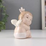 Сувенир керамика "Малыш-ангел сидит в короне" 5х7х9,5 см