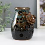 Аромалампа керамика "Полевой цветок" коричневая 9х9,5х13,5 см