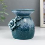 Аромалампа керамика "Полевой цветок" бело-синяя 7,5х7,5х9,3 см