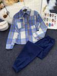 Костюм Size Plus рубашка в клетку и брюки синий M29 0224