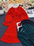 Платье Size Plus на запах в горошек с резинкой на поясе красное K53 02.24