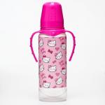 Бутылочка для кормления Little kitty, классическое горло, от 3 мес, 250 мл., цилиндр, с ручками