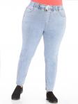 Голубые женские джинсы на круговой резинке больших размеров