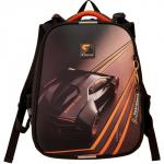 Рюкзак каркасный школьный 38 х 30 х 16 см, эргономичная спинка, Stavia "Super car", чёрный/оранжевый