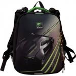 Рюкзак каркасный школьный 38 х 30 х 16 см, эргономичная спинка, Stavia "Super car", чёрный/зелёный