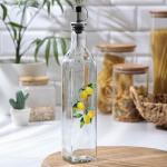 Бутылка стеклянная для соусов и масла Доляна «Лимоны», 500 мл, 6_29 см
