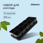 Набор для рассады: стаканы по 500 мл (10 шт.), поддон 40 х 19,5 см, МИКС, Greengo