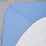 Трикотажная простыня на резинке 90х200х20см голубой кулирка, 120г/м хл100%