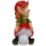 Скульптура-фигура для сада из полистоуна "Гномик девочка тащит гриб" 30х41 см (Россия)