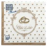 Салфетки бумажные "Bouquet Home Collection Classic" 33х33см, 3-х слойные, 20 штук в упаковке, 100% целлюлоза, "Золотые обручальные кольца" (Россия)